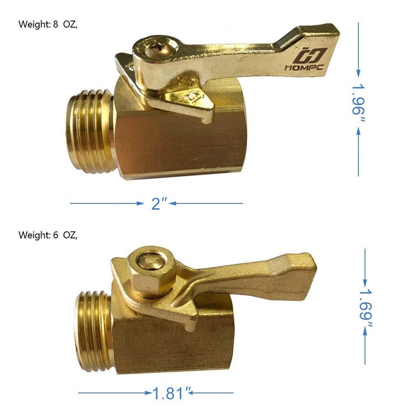 HQMPC Super Heavy Duty 3/4"" Brass Shut Off Valve Garden Hose Shut Off Valve Garden Hose Connector - Image 4